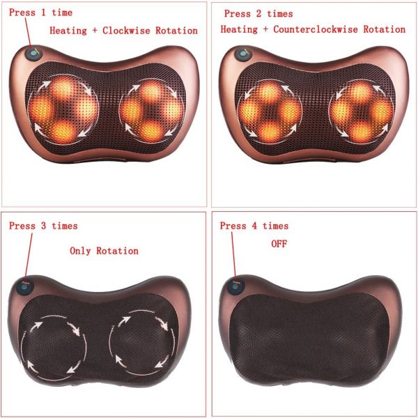 Back Neck Foot Shiatsu Massager Pillow and Gift(Finger Joint Massager) , Electric Shoulder Deep Tissue Massage Pillow Machine , 8 Heating Massage Balls Relieve Body Fatigue , Home and Car Adapter - Image 3